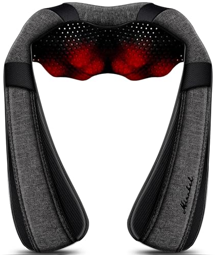 Shiatsu Neck and Back Massager with Heat for Pain Relief Deep Tissue Gifts | Ergonomic Design Shoulder Massager, Christmas Women Men Gifts for Mom Dad Wife Husband Him Her, Birthdays Gift (NOT Cordless) - color: Gray Yellow