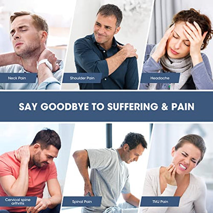 ZAMAT Neck and Shoulder Relaxer with Magnetic Therapy Pillowcase, Neck Stretcher Chiropractic Pillows for Pain Relief, Cervical Traction Device for Relieve TMJ Headache Muscle Tension Spine Alignment - color: Blue