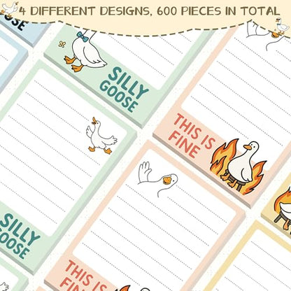 Goose Sticky Notes Gifts – 12 Pads Silly Office Gifts for Coworkers | Funny Post It Notes, 600 Sheets 3.6 x 2.4 Inch Novelty Silly Notepads, Goose Self-Stick Memo Pads for Office, School, Desktop - color: 12pcs Goose