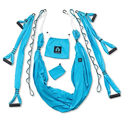 Aerial Yoga Swing Set - Hammock Hanging Swing - Sling Inversion Fly Kit - Antigravity Yoga Sling - Suspension Trapeze - color: BLUE