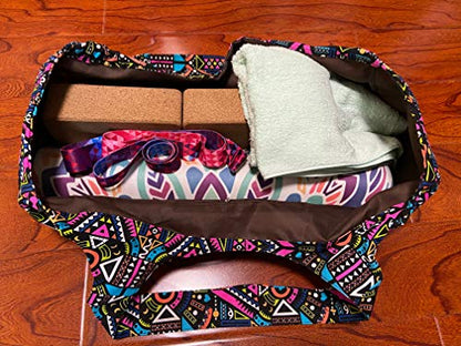 Aozora Yoga Mat Bag Large Yoga Mat Tote Sling Carrier with Pockets Fits Mats with Multi-Functional Storage Pockets Light and Durable - color: Indian