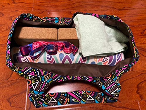 Aozora Yoga Mat Bag Large Yoga Mat Tote Sling Carrier with Pockets Fits Mats with Multi-Functional Storage Pockets Light and Durable - color: Indian
