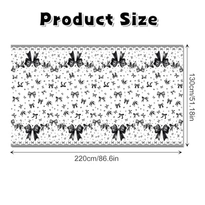 1Pc Black Bowknot Party Plastic Tablecloth 54 x 87 Inch Long Table Cover, Bow Tie Party Tablecover for Dark Style Theme Kids Baby Shower Birthday Dinner Picnic Kitchen Event - color: Black Bowknot