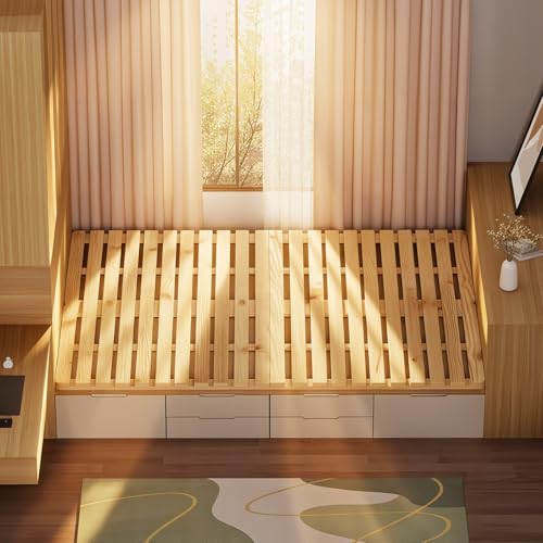Floor Bed Frame, Foldable Japanese Tatami Bed Frame for Futon Mattress | Solid Wood Slats , Breathable, Moisture-Proof, Bed Plate for Floor Sleeping Bedding, Standard Full: 75" x 54" - size: Full: 75" x 54"