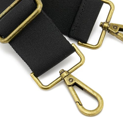 ZOOEASS Wide Shoulder Strap (Solid),Adjustable Replacement Belt Crossbody Canvas Bag Handbag - color: Bronze Buckles-black