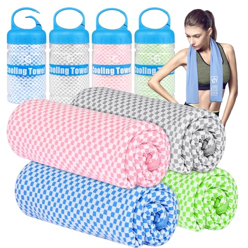 BOGI Cooling Towels for Neck and Face, Soft Breathable Cool Towel for Instant Cooling Stay Cool for Yoga, Sport, Gym, Camping, Running & More Activities - color: 4 Pack-bggpink4, size: 40.00" x 12.00"