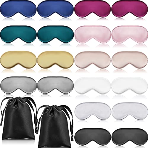 20 Pieces Silk Sleep Mask Eye Mask with Adjustable Strap Sleeping Cover Eye Cover Blindfold for Women Men Sleeping Travel(Multicolored) - color: Multicolored