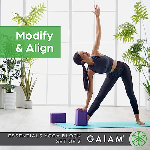 Gaiam Yoga Block - Supportive Latex-Free Eva Foam - Soft Non-Slip Surface with Beveled Edges for Yoga, Pilates, Meditation - color: Black, style: 2 Blocks