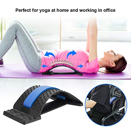 HONGJING Back Stretcher, Back Cracker for Back Pain Relief | Lumbar Traction Spine Deck with Acupressure Massage, Great for Herniated Disc, Sciatica, Scoliosis - color: Blue