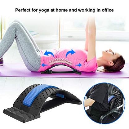 HONGJING Back Stretcher, Back Cracker for Back Pain Relief | Lumbar Traction Spine Deck with Acupressure Massage, Great for Herniated Disc, Sciatica, Scoliosis - color: Blue