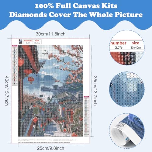 SENQAO Landscape Diamond Art Kits for Adults, Flowers Street Scenery Diamond Painting Kits, 5D DIY Full Drill Crystal Rhinestone Gem Art Craft Kits for Home Wall Decor 12X16 inch - color: flowers street