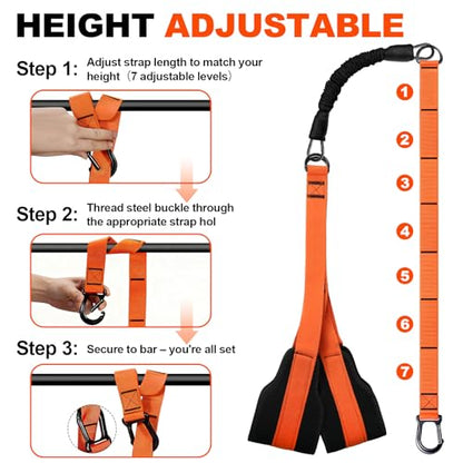 4 Pull Up Assistance Bands, 65-260lbs with Feet Rest | for Pull Up Bar with Fabric Feet/Knee Rest for Body Strength Training, Home Gym Fitness