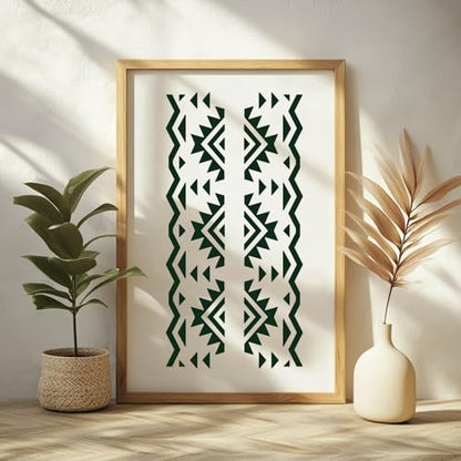 ORIGACH 15 Pcs Aztec Stencils for Painting on Wood Wall, 30 x 7.6 cm | Geometric Reusable Boho Borders Pattern Stencils Templates for Painting on Canvas Furniture - style: Aztec