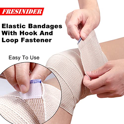 FRESINIDER Premium Elastic Bandage Wrap 6 Inch, 4 Pack, Hook and Loop - color: 4 Pack X 6 Inches