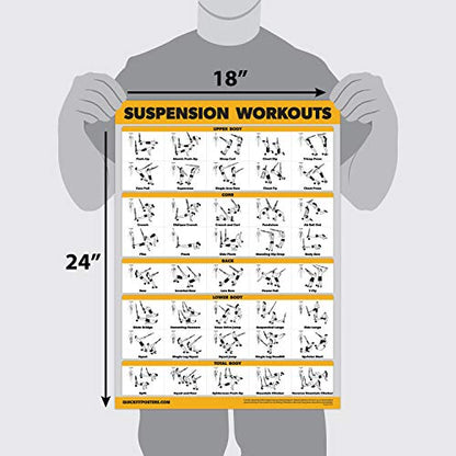 Palace Learning 4 Pack - Suspension Workout Posters Volume 1, 2 & 3 + Bodyweight Exercise Chart - Set of 4 Posters (LAMINATED, 18" x 24") - color: LAMINATED