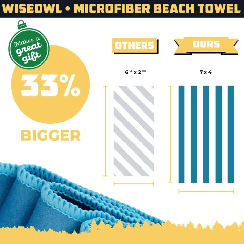 Wise Owl Outfitters Microfiber Beach Towel (7x4 ft) – Extra Large 84"x48", Quick Dry, Lightweight and Sand Free for Adults at the Beach, Pool, Gym, Yoga, or for Travel and Outdoor Use - color: Blue