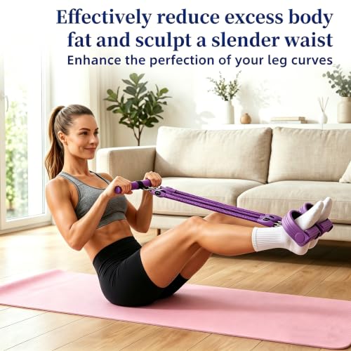Resistance Band with Handle 100LBS Pedal Resistance Bands for Pilates Yoga Physical Therapy Leg,Abdomen,Waist,Arm,Workout Bands Exercise Resistance Bands Set for Women - color: Purple