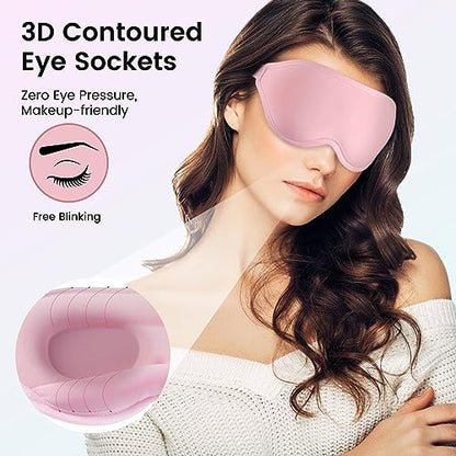 Audree Eye Mask for Sleeping - 3D Contoured 100% Sleep Mask Light Blocking, Sleeping Eye Mask for Women Men, Zero Eye Pressure Night Blindfold, Soft Eye Cover - Pink - color: Pink