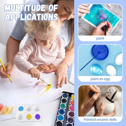 Bercoor 52 PCS Plastic Paint Palettes, 6 Well White Rectangular Watercolor Oil Palette Painting Tray Artist Craft Palettes for Painting Party, DIY Craft and Art Painting - style: Rectangle52