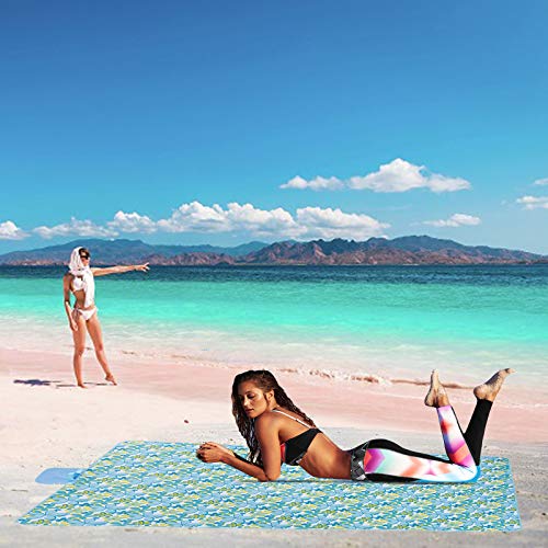 Picnic Blanket Beach Mat Extra Large Sandproof Waterproof Camping Blanket Portable Travel Blanket Play Mat for Outdoor Indoor Family Women Men Kids Beach BBQ Park Grass - color: Blue Lily