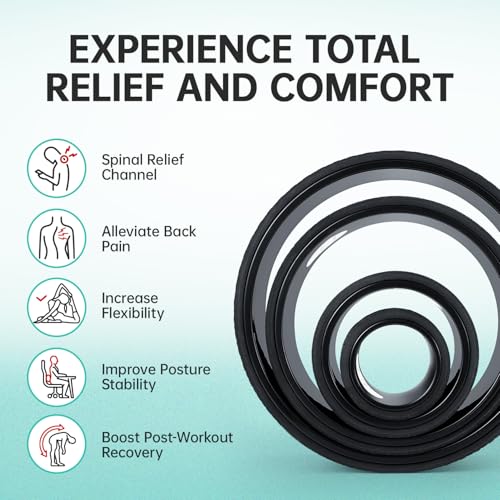 GymCope Back Roller Wheel, Spine-Safe Groove for Deep Stretch, 530 lbs - color: Black, size: 4"+6"+10"+13"