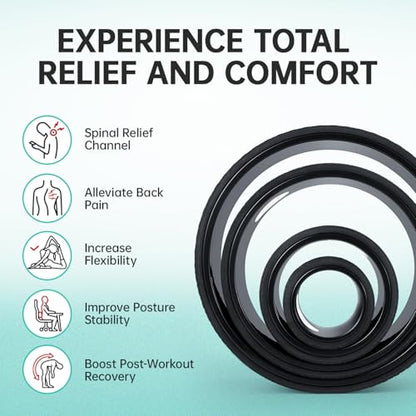 GymCope Back Roller Wheel, Spine-Safe Groove for Deep Stretch, 530 lbs - color: Black, size: 4"+6"+10"+13"