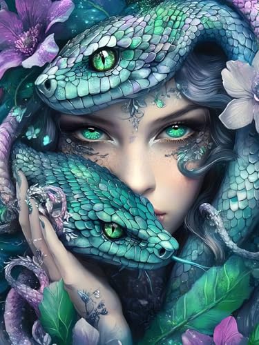 Snake Diamond Art Kits for Adults, Animals 5D Diamond Painting Kits for Adults, DIY Gem Painting, Dimond Art Paintings Kit, Crafts for Adults, Full Drill Diamond Dot for Home Wall Decor 12 X 16 Inch - color: CM090