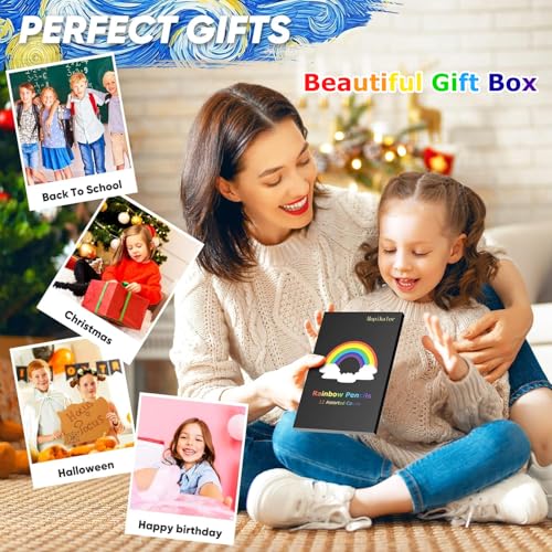 Hapikalor Colored Pencils, 12 Rainbow Pencils, Art Supplies for Children | Stocking Stuffers for Kids, Teen Girls Boys Gifts Trendy Stuff, Birthday Party Favors Arts and Crafts 5-12 Year Old