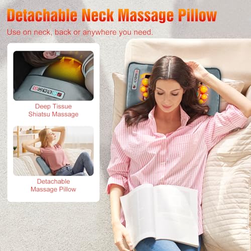 Full Body Massage Mat with Heat, Back Massage Pad with Detachable Neck Massager, with 10 Vibration Motors, Multifunctional Body Massager Fathers Days Gift for Dad - size: 65x19.7x3.94in