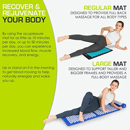 ProsourceFit Acupressure Mat and Pillow Set for Back/Neck Pain Relief and Muscle Relaxation, Large - Black/Aqua - color: Black/Aqua, size: Large