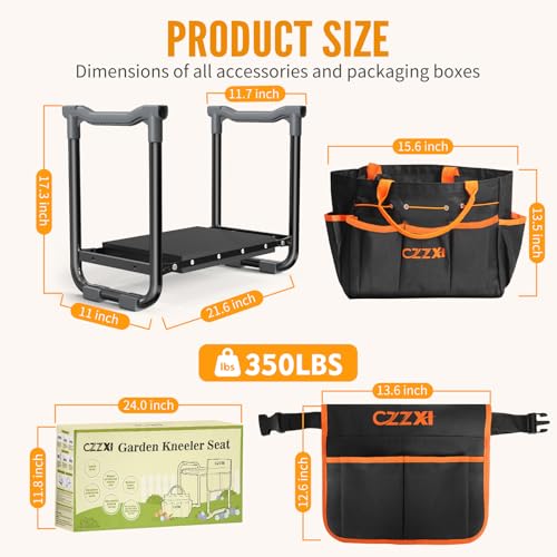 CZZXI Garden Kneeler and Seat, Wider and Thicker Kneeling Pad - color: Black & Orange