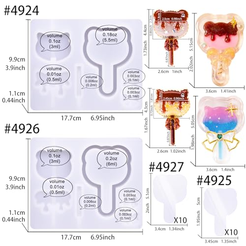 Resin Shaker Molds Lolipop Kitty and Bear Kits Set with Matching Films - color: Lolipop Kitty & Bear