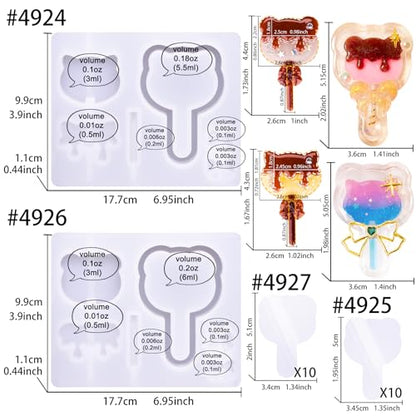 Resin Shaker Molds Lolipop Kitty and Bear Kits Set with Matching Films - color: Lolipop Kitty & Bear