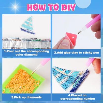 Labeol Arts and Crafts for Kids - Creat Your Own GEM Keychains-5D Diamond Painting by Numbers GEM Kits for Kids Girls Toddler Age 6-7 6-8 10-12 - style: Car