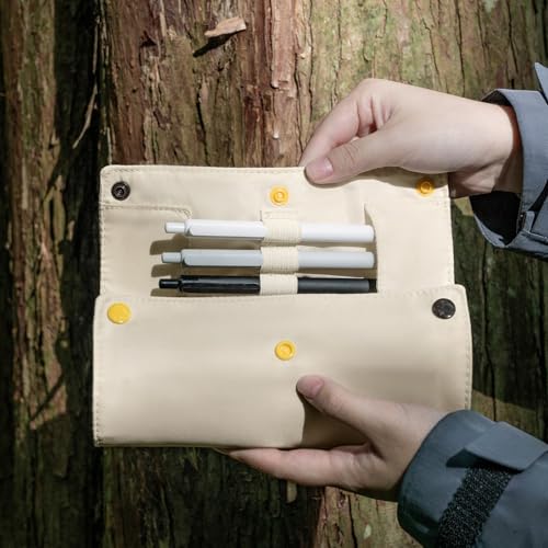 Lanxivi Large Capacity Pencil Case Roll Up Design Multifunctional Pencil Holder Pouch Stationery Pen Bag for Teen Girls and Boys Camping style - Apricot - color: Apricot