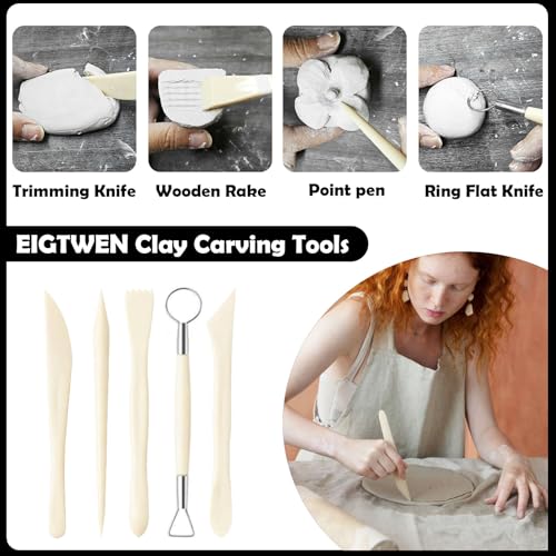 EIGTWEN 100ml Air Dry Clay Glaze and 29pcs Clay Tools Kit, Gloss Varnish | Gloss Glaze, Waterproof,Prevents Clay Scratches & Wear, Air Dry Clay Tool,Dotting Tools,Ball Tools,Carving Tools,Shaper Tools - size: Gloss