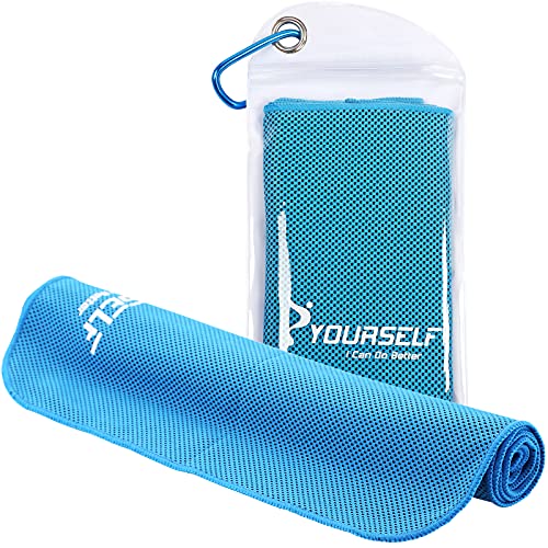 SYOURSELF Cooling Towel, Cooling Towels for Neck,40" x 12"Ice Towel for Instant Cooling Relief, Soft Breathable Chilly Towel, Perfect Yoga, Golf, Sports, Gym, Workout, Athletes Towel (1PC-Blue) - color: Blue