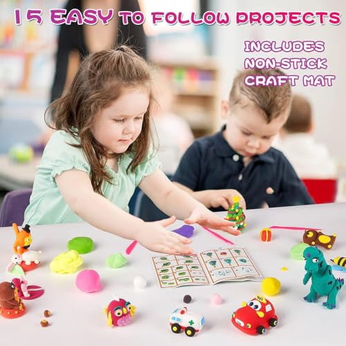 Air Dry Clay Kit for Kids – 36 Colors Non-Toxic Soft Modeling Clay Set | with 3 Sculpting Tools, DIY Arts & Crafts Supplies, Ideal Gift for Birthday, Christmas, Halloween (Ages 3+) - color: 36 Colors