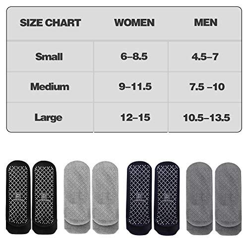 unenow Unisex Non Slip Grip Socks for Yoga Pilates Barre Home & Hospital - color: 4 Pairs-black/Blue/Light Grey/Dark Grey, size: Small