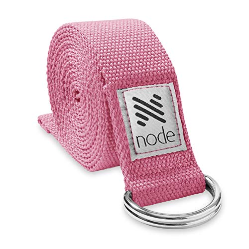 7-1/2' Yoga Strap for Stretching, Woven Cotton Blend Yoga Strap with Adjustable D-Ring Buckle for Exercise, Therapy and Fitness - color: Pink