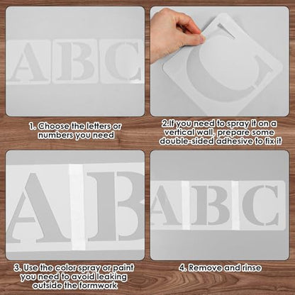 36 Pcs 5 Inch Reusable Letter and Number Stencils, PET Plastic Spray Painting Templates for Wall, Wood, Fabric, Craft DIY Decoration