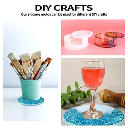 5PCS Resin Coaster Molds - Round Silicone Casting Molds for Epoxy Resin Coaster Casting and DIY Home Decoration，Candle Holders, Home Decoration，Coffee Table for DIY Art Home Decoration ﻿
