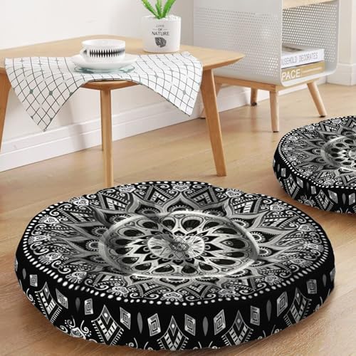 Mandala Meditation Cushion, Boho Meditation Mat, Meditation Pillows for Sitting on Floor, Cushions for Sitting in Home and Outdoor, Round Floor Pillows Cushion Seating for Yoga Accessories 22'' X 22'' - color: 09.mandala Meditation Cushion-2, size: 22x22