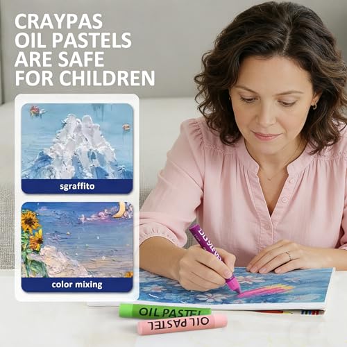 Oil Pastels 48 Colors with Extra 4 White, Soft Crayons, Art Supplies | Soft Oil Pastels, Creamy Texture for Smooth Drawing, Blending, Layering, Shading, Gift for Artists, Hobbyists and Beginners