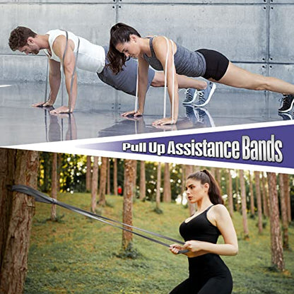 Resistance Band Pull Up Assistance Bands Sets Resistance Heavy Duty Exercise Stretch Fitness Bands for Stretching Power Lifting Workout Training with Instruction Guide - style: Black set of 4