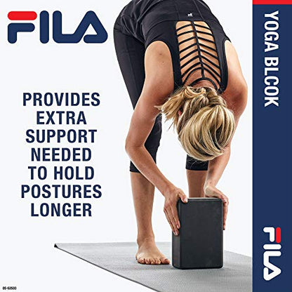 FILA Accessories Yoga Block - EVA Foam Blocks for Support, Balance & Stability | Yoga, Pilates, Barre, Stretching, Meditation