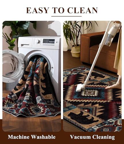 YIHOUSE Washable Western Cabin Runner Rug 2x6 Hallway - color: Bear, size: 2'x6' (Runner)
