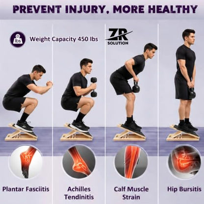 Slant Board 5 Angles Adjustable Incline Board Calf Stretching Portable Wooden Slant Board Non-Slip Incline Wedge Stretcher Squats Physical Therapy Foot Leg Knees Toes Heel Ankle Mobility Training