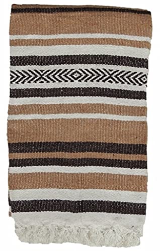 Kakaos Handmade Traditional Extra Heavy Yoga Blanket (Camel/Brown) - color: Camel / Brown
