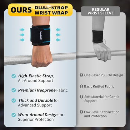 CAMBIVO 2 Pack Wrist Brace for Carpal Tunnel with wraps, Black-Blue - color: Black-Blue